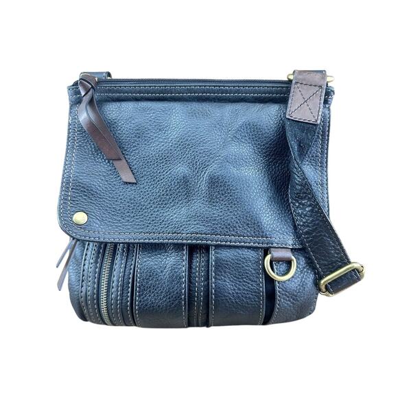 FOSSIL Morgan Traveler BLACK Pebbled Leather Messenger Crossbody Shoulde… - Picture 1 of 9